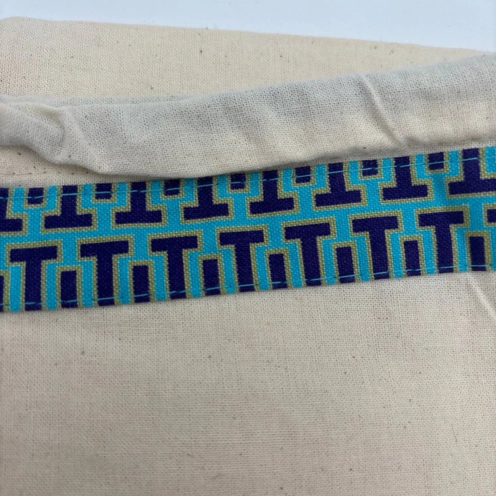Tory Burch Cream Pouch with‎ Blue Accents